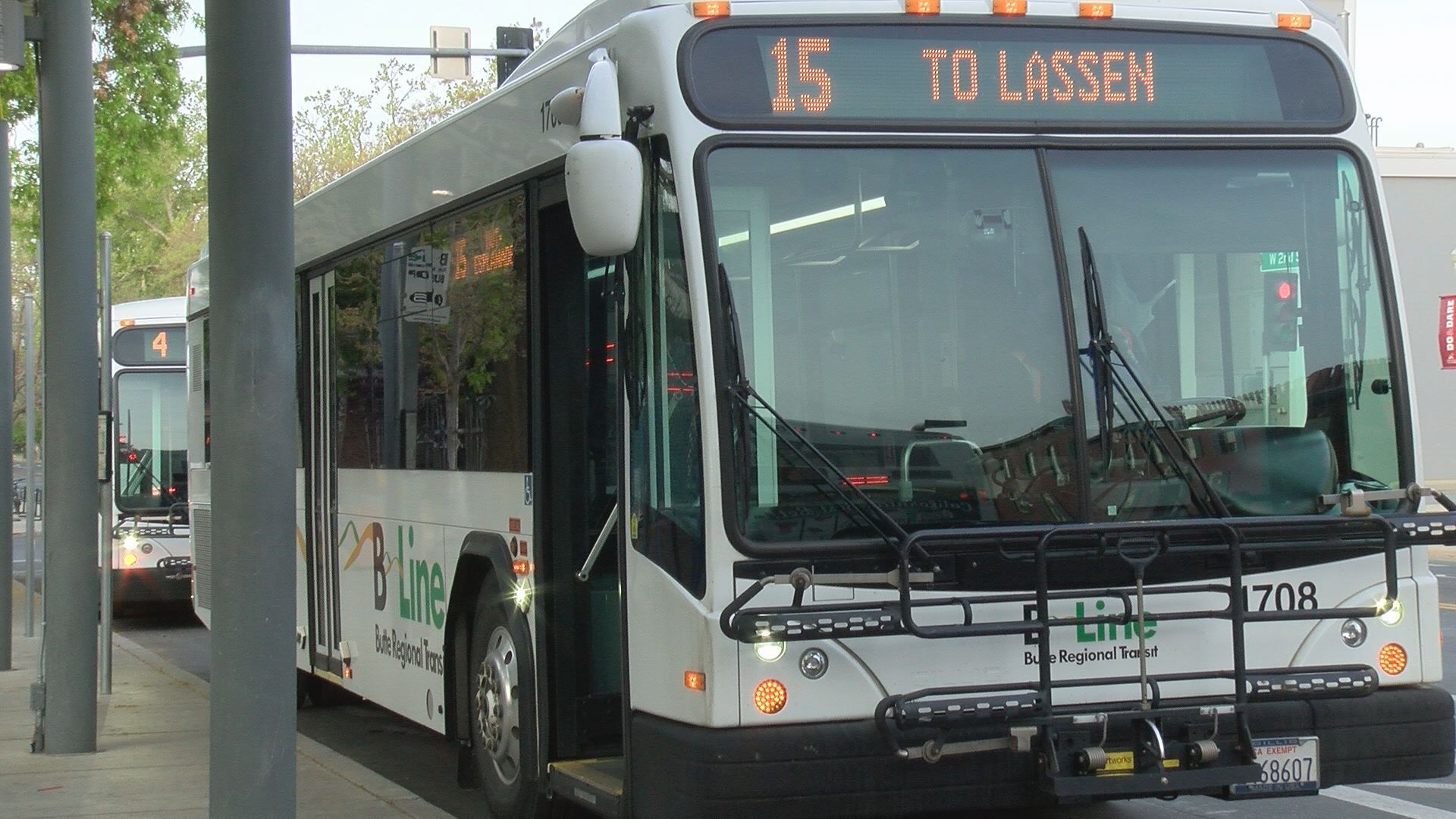 B-Line bus loading passengers in Chico